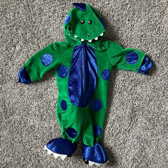 Baby Halloween Costume Dinosaur Hooded Soft Green Blue Infant 6-9 months - Picture 11 of 12